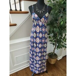 Macie Women's Multicolor 100% Rayon Sleeveless Strappy Long Maxi Dress Size M